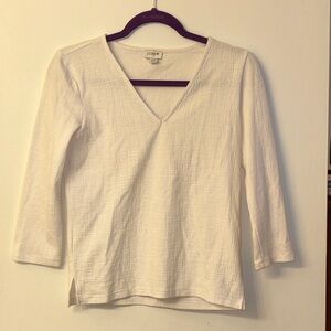 J. Crew Women's Cream V-Neck Long Sleeve Top